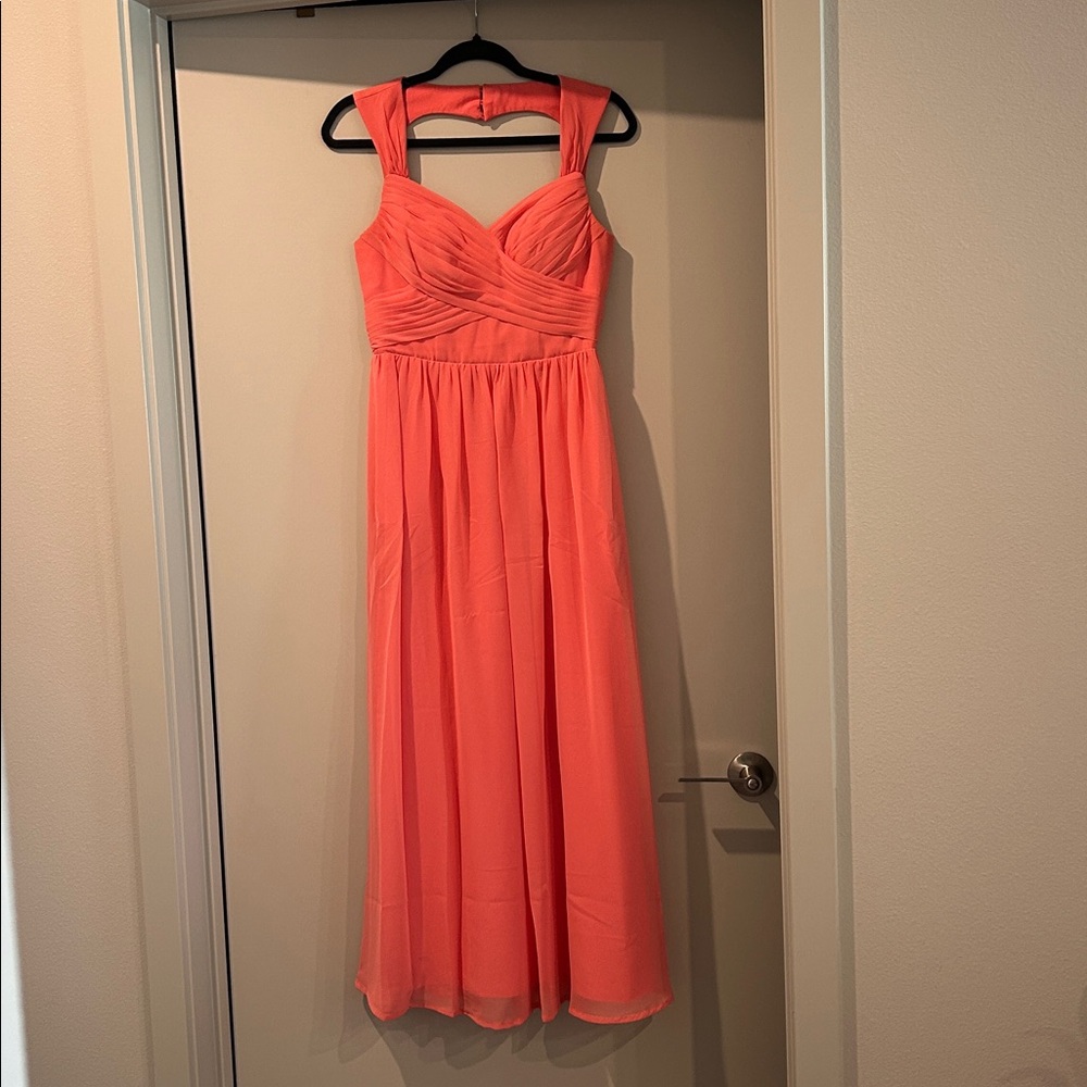 Coral Sleeveless Bridesmaid Dress